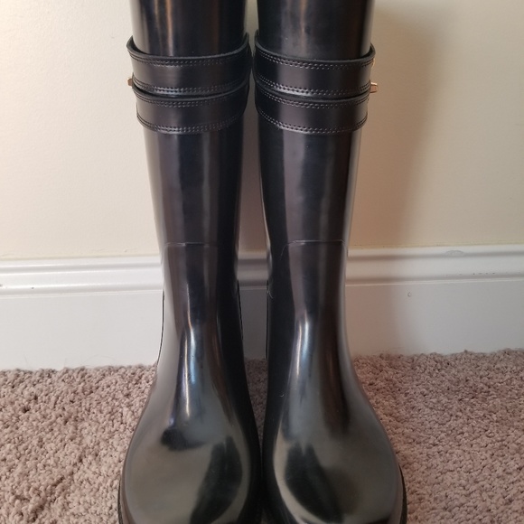 Coach TALIA Black Rubber Harness Tall Rain Boots - Picture 5 of 6